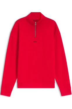 Relaxed-fit cotton sweatshirt with zip neck
