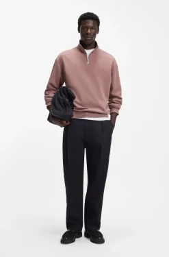 Relaxed-fit cotton sweatshirt with zip neck