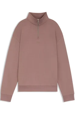 Relaxed-fit cotton sweatshirt with zip neck