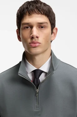 Relaxed-fit cotton sweatshirt with zip neck