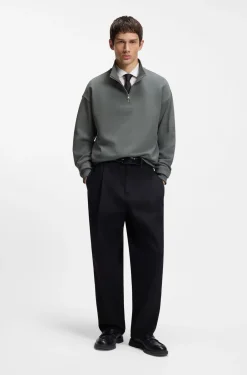 Relaxed-fit cotton sweatshirt with zip neck