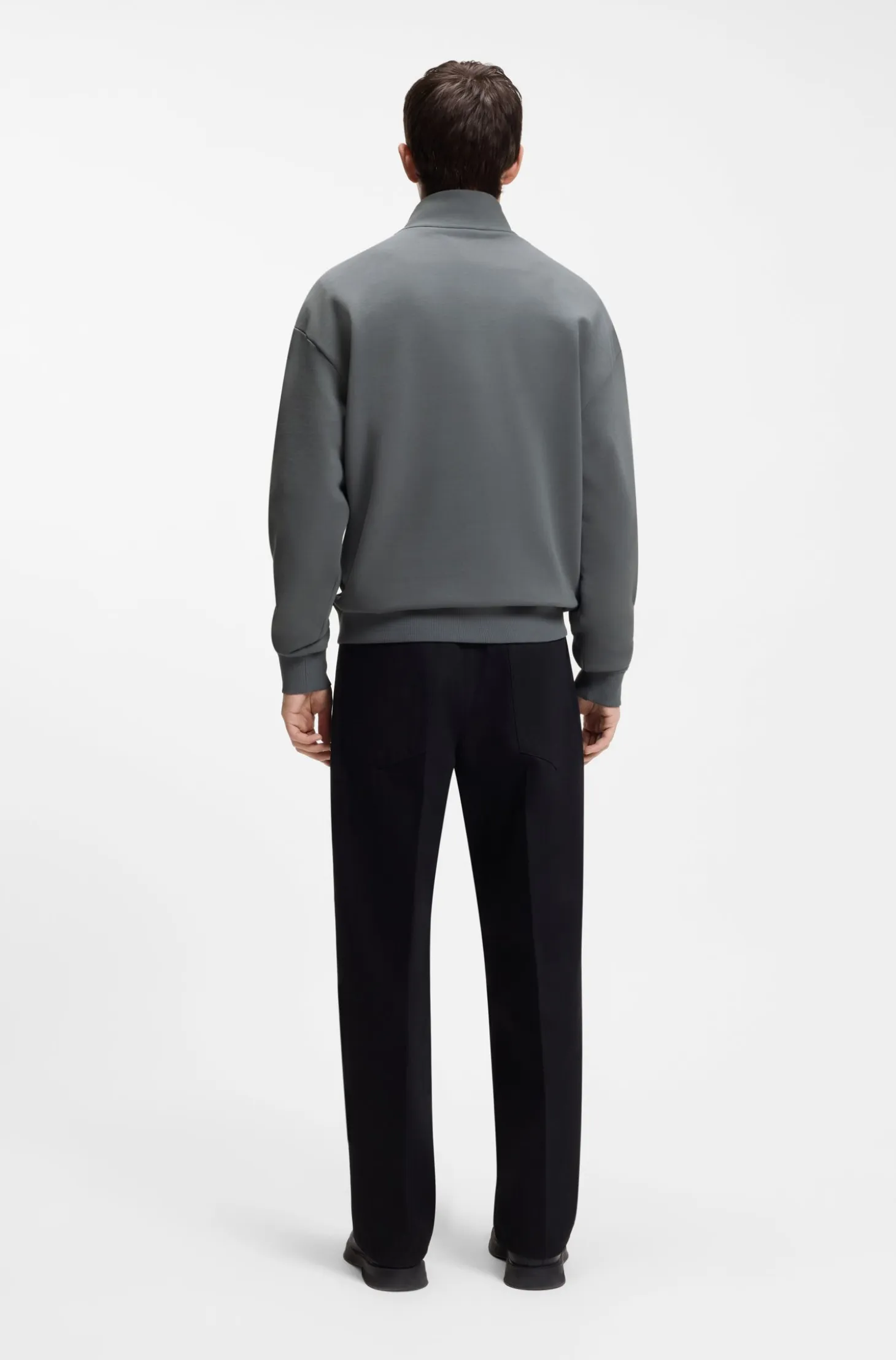 Relaxed-fit cotton sweatshirt with zip neck