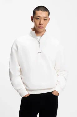 Relaxed-fit cotton sweatshirt with zip neck