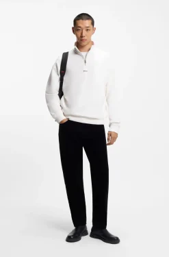 Relaxed-fit cotton sweatshirt with zip neck