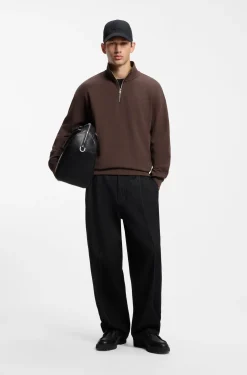 Relaxed-fit cotton sweatshirt with zip neck