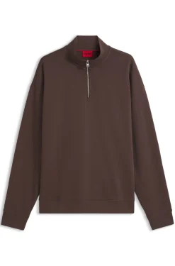 Relaxed-fit cotton sweatshirt with zip neck