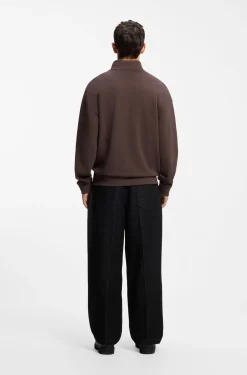 Relaxed-fit cotton sweatshirt with zip neck