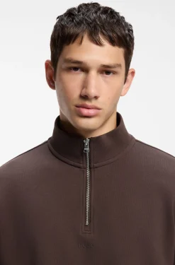 Relaxed-fit cotton sweatshirt with zip neck