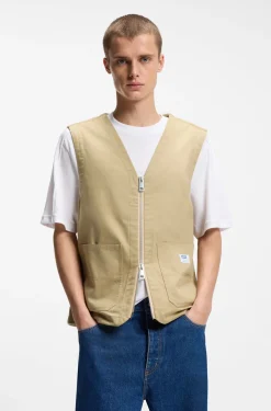 Relaxed-fit gilet in mercerised cotton