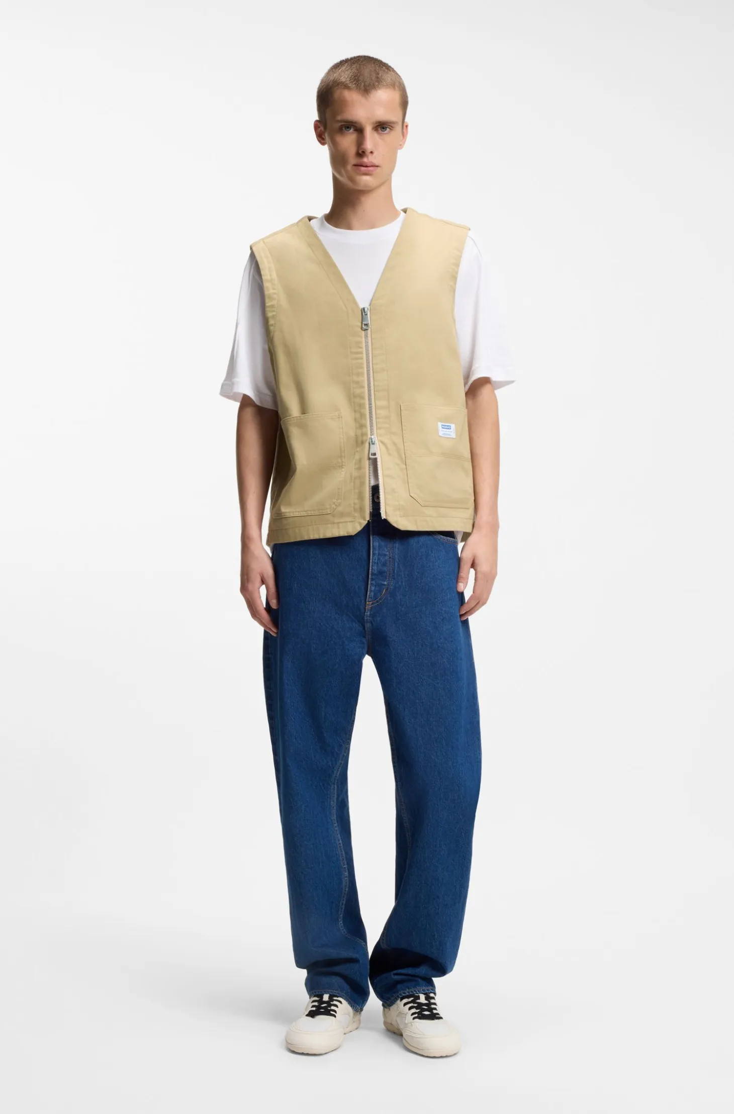 Relaxed-fit gilet in mercerised cotton