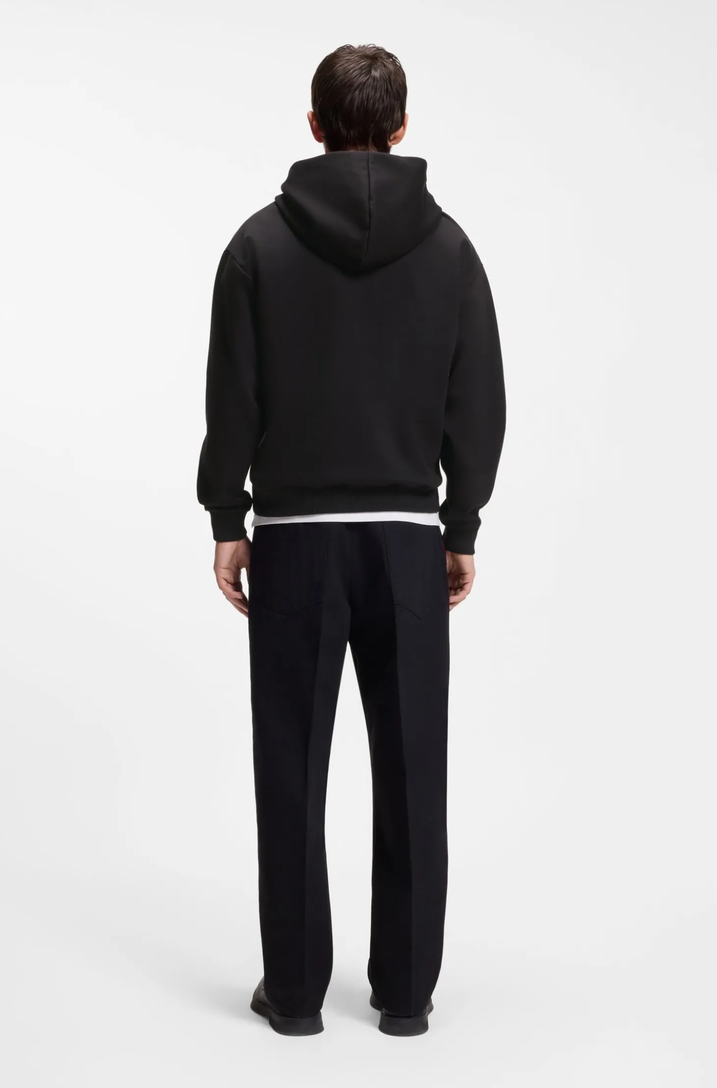 Relaxed-fit hoodie in stretch cotton with contrast inner
