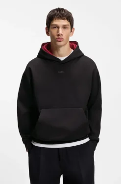 Relaxed-fit hoodie in stretch cotton with contrast inner
