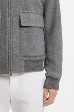 Relaxed-fit jacket in a herringbone-patterned alpaca blend