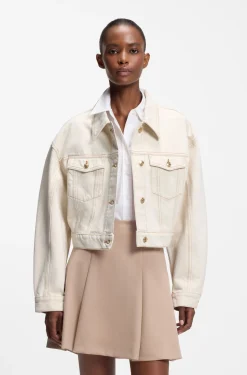 Relaxed-fit jacket in washed ecru denim