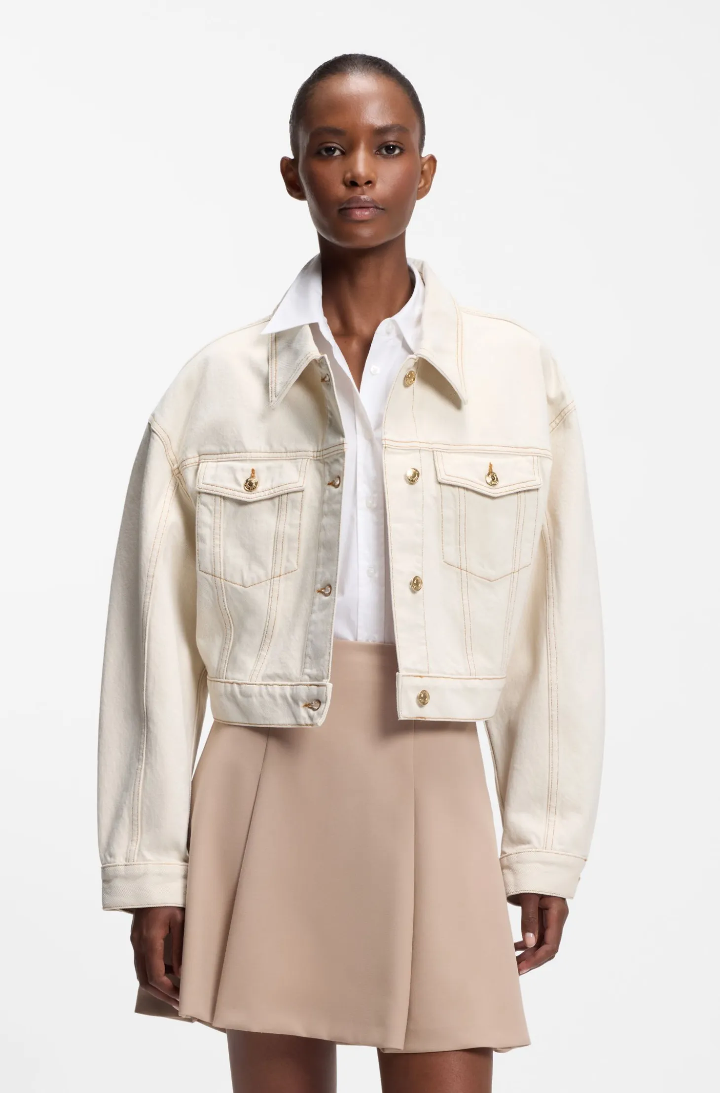 Relaxed-fit jacket in washed ecru denim