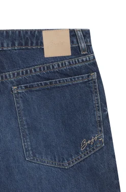 Relaxed-fit jeans in blue rigid denim