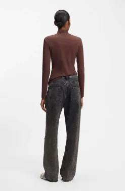 Relaxed-fit jeans in distressed black rigid denim