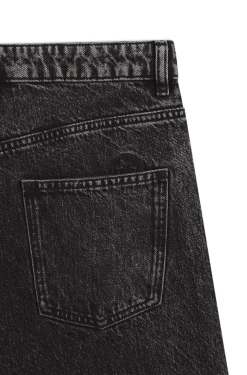 Relaxed-fit jeans in distressed black rigid denim