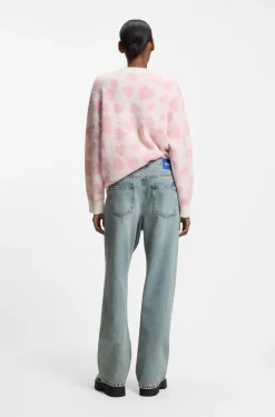 Relaxed-fit jeans in ocean-blue rigid denim