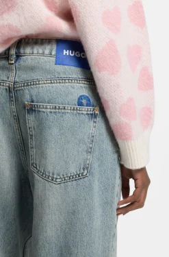 Relaxed-fit jeans in ocean-blue rigid denim
