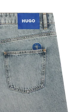 Relaxed-fit jeans in ocean-blue rigid denim