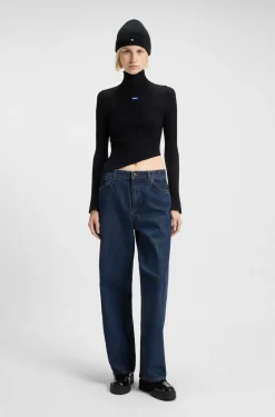 Relaxed-fit jeans in rinse-washed blue denim