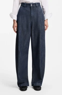 Relaxed-fit jeans in textured open-weave denim