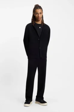 Relaxed-fit knitted jacket with patch pockets