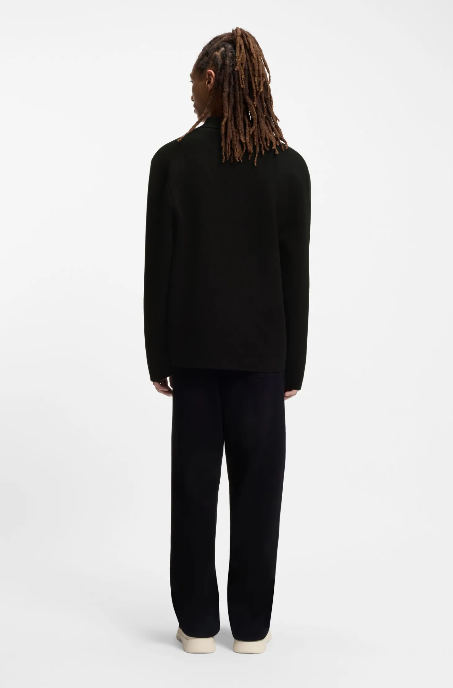Relaxed-fit knitted jacket with patch pockets