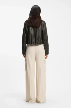 Relaxed-fit leather jacket with trench styling
