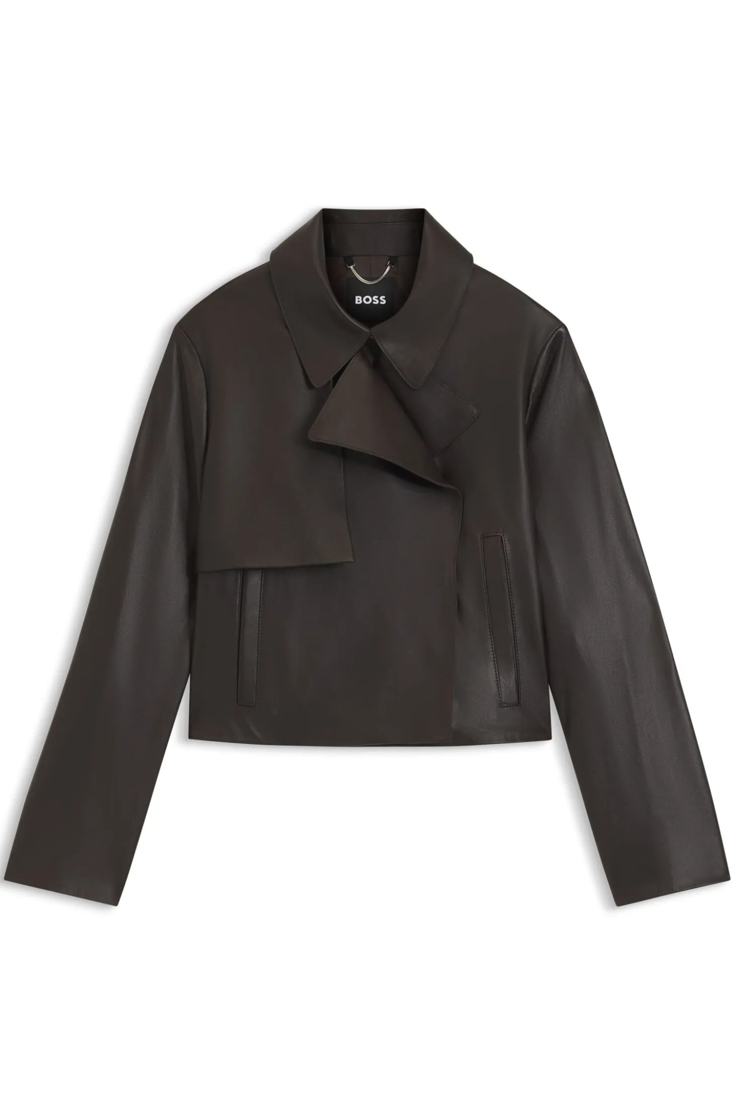Relaxed-fit leather jacket with trench styling