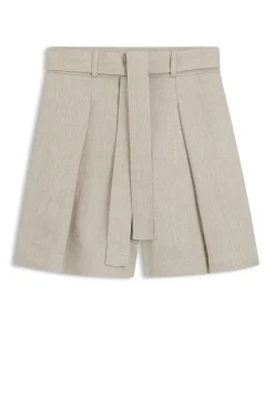 Relaxed-fit linen-blend culottes with herringbone weave