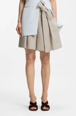 Relaxed-fit linen-blend culottes with herringbone weave