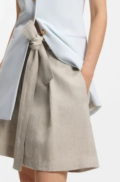 Relaxed-fit linen-blend culottes with herringbone weave