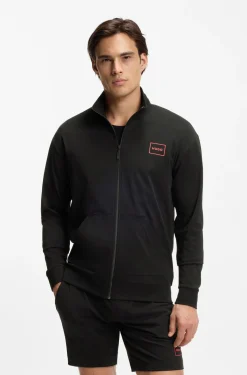 Relaxed-fit loungewear jacket in stretch cotton