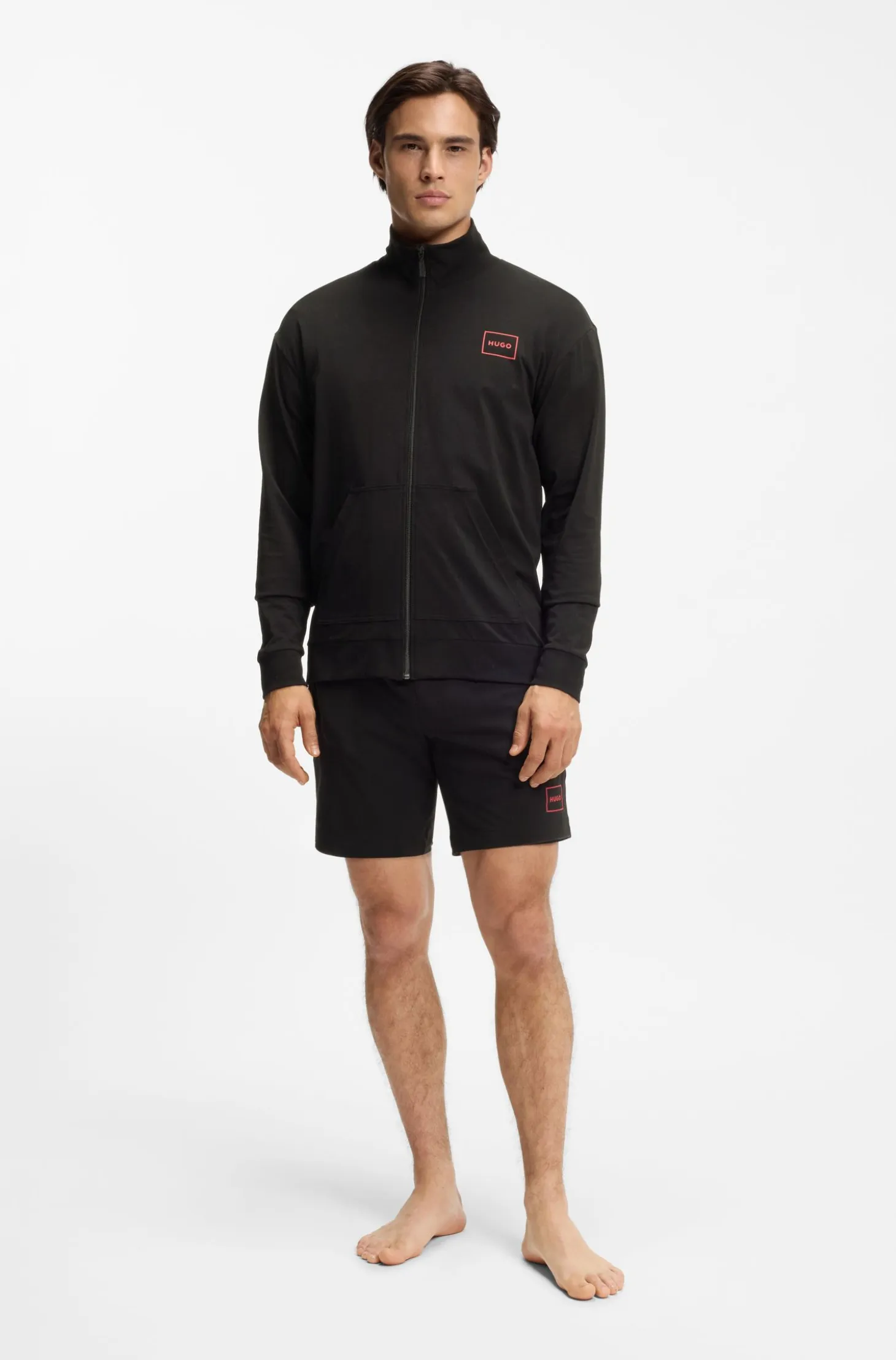 Relaxed-fit loungewear jacket in stretch cotton