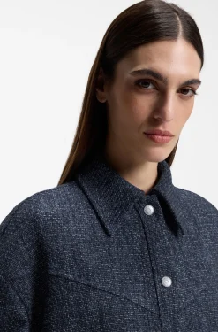 Relaxed-fit overshirt in denim-look tweed