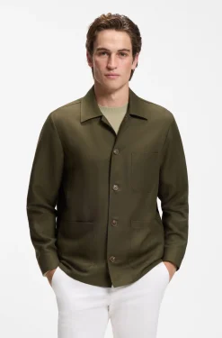 Relaxed-fit overshirt in solid twill
