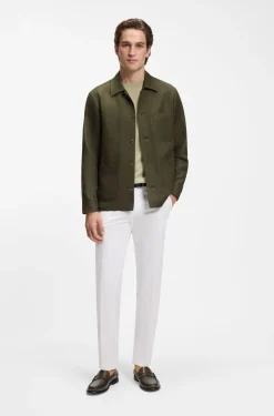 Relaxed-fit overshirt in solid twill