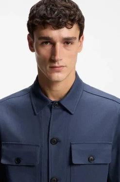 Relaxed-fit overshirt in stretch-cotton twill
