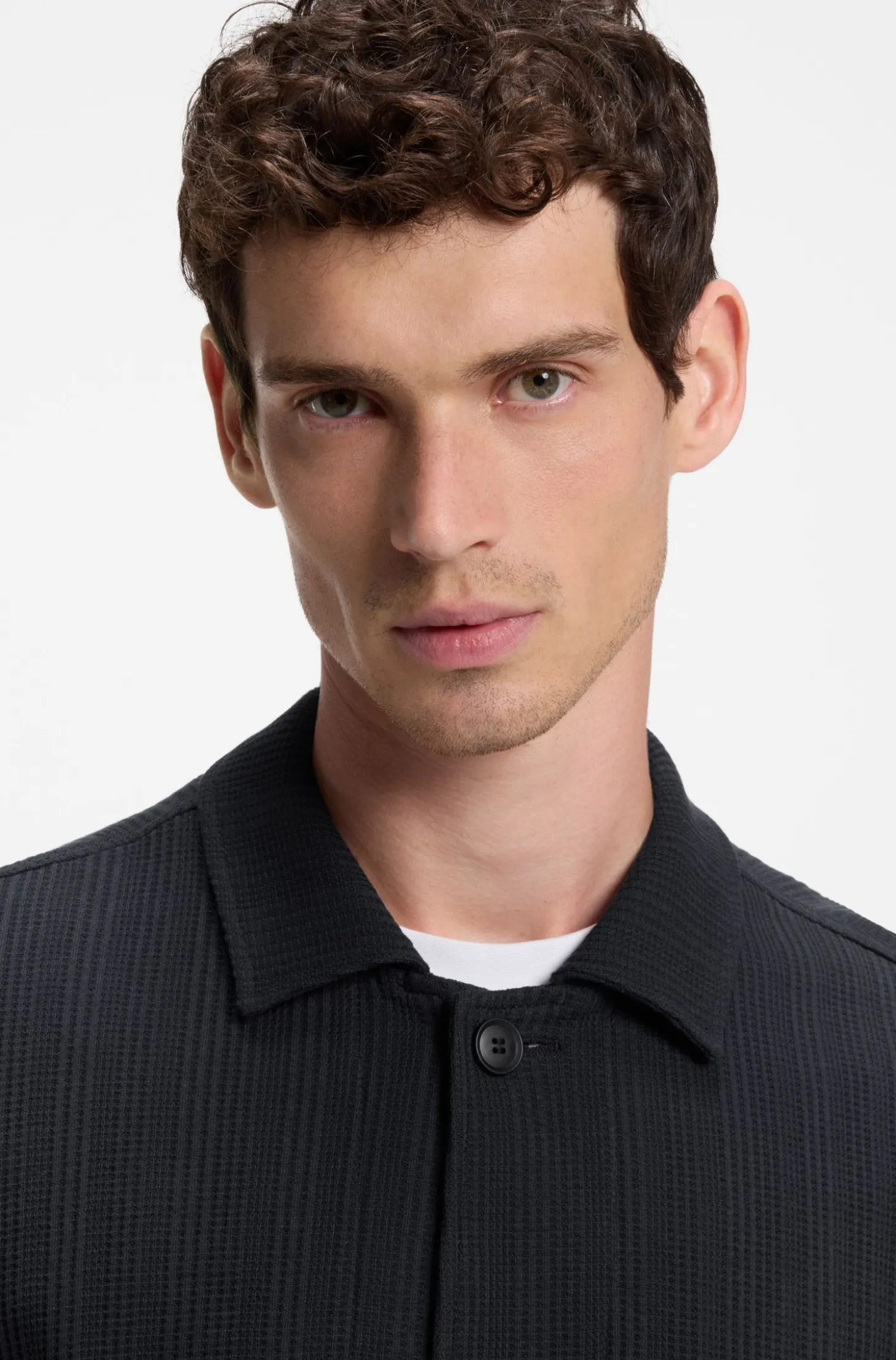 Relaxed-fit overshirt in striped cotton