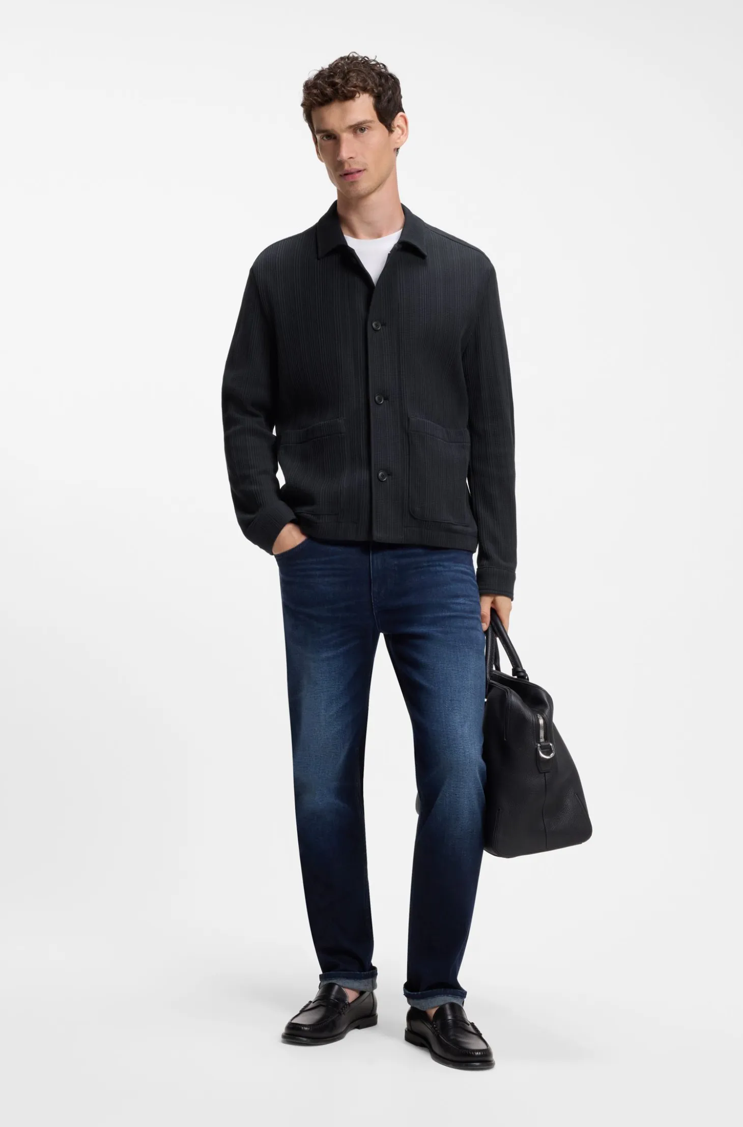Relaxed-fit overshirt in striped cotton