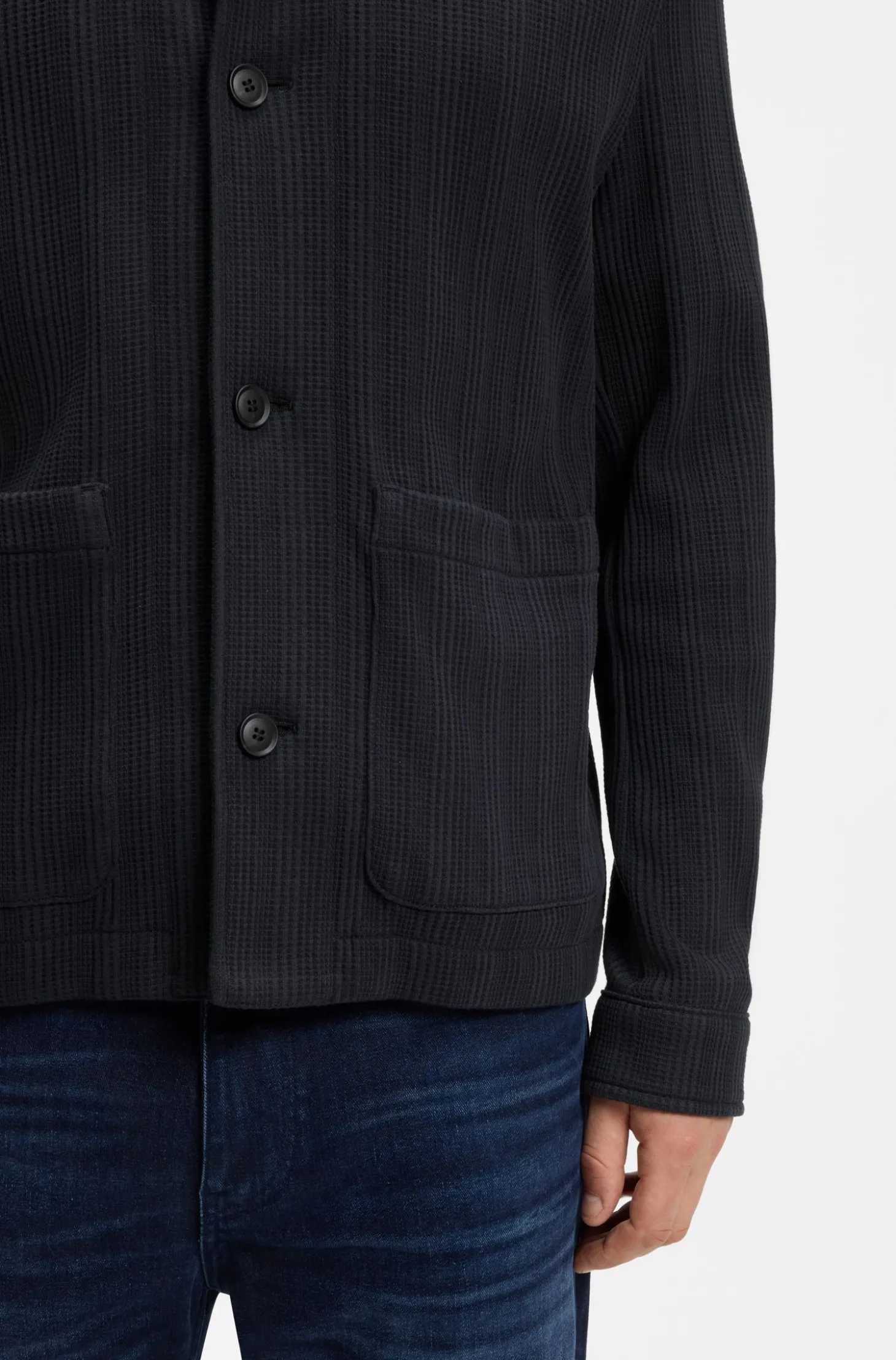 Relaxed-fit overshirt in striped cotton