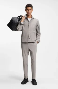 Relaxed-fit overshirt in waffle fabric