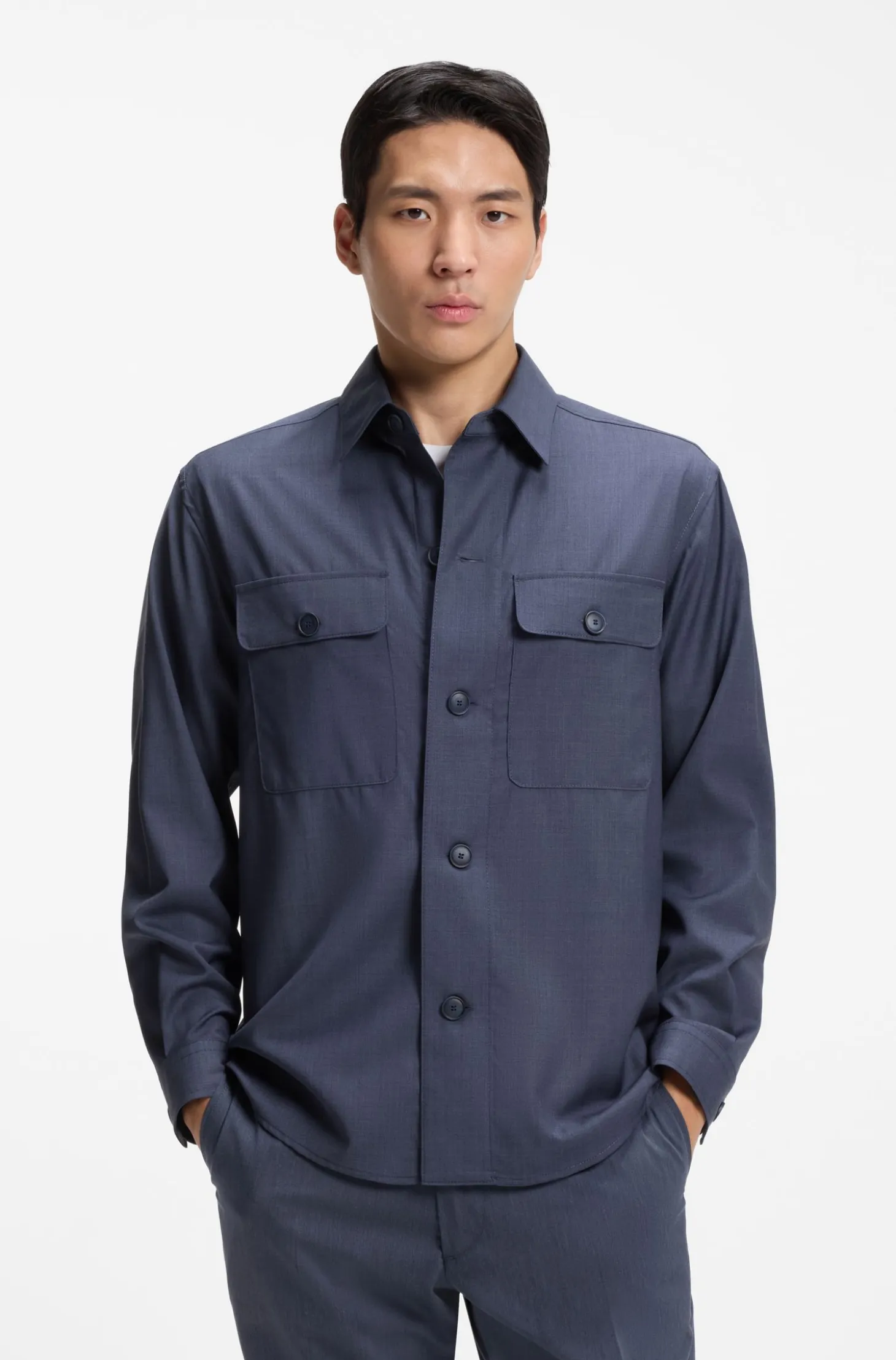 Relaxed-fit overshirt in washable AirWool