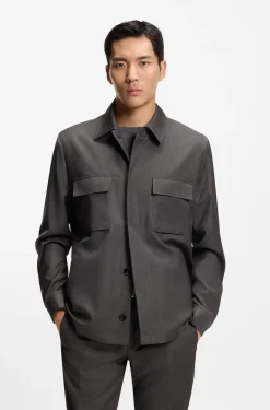 Relaxed-fit overshirt in water-repellent wool