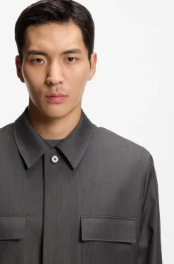Relaxed-fit overshirt in water-repellent wool