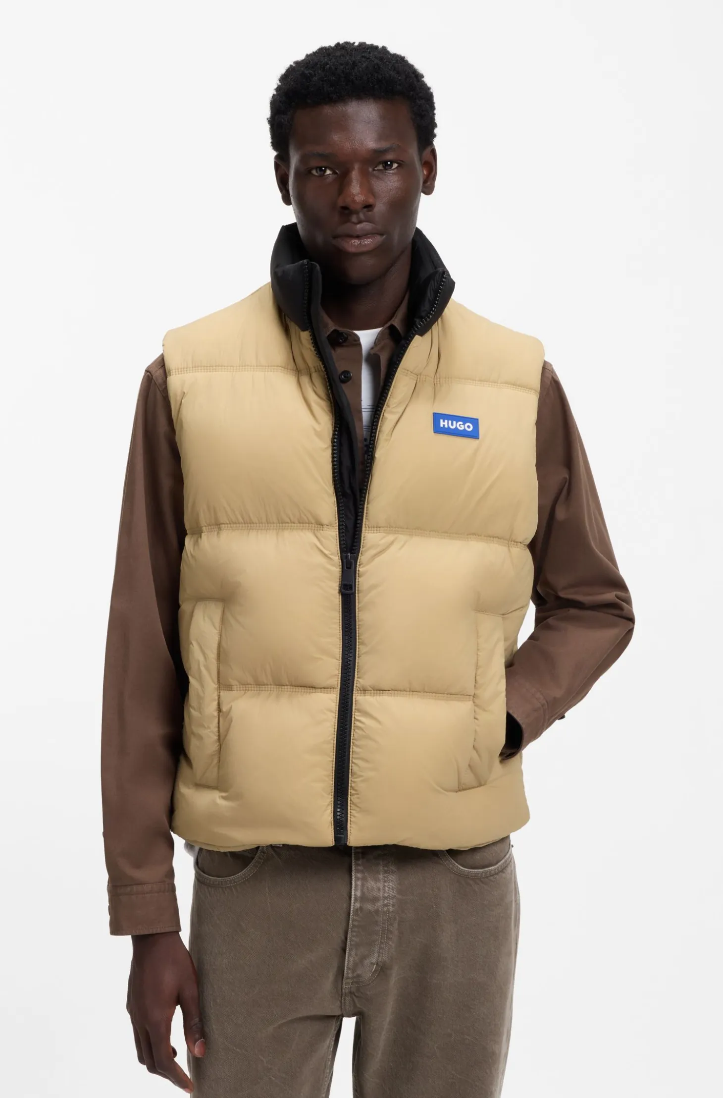 Relaxed-fit padded gilet with logo badge