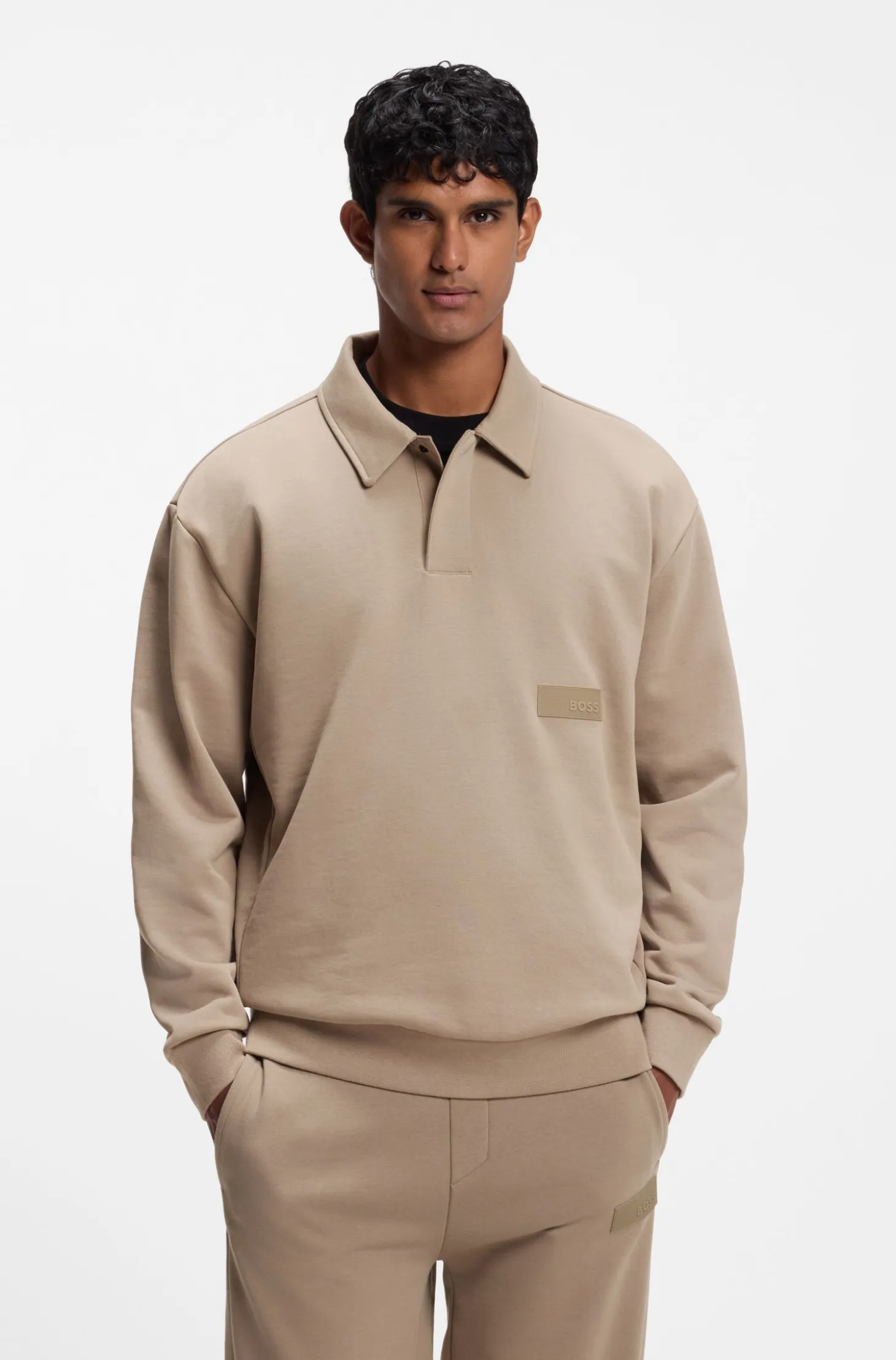 Relaxed-fit polo sweatshirt in French Terry