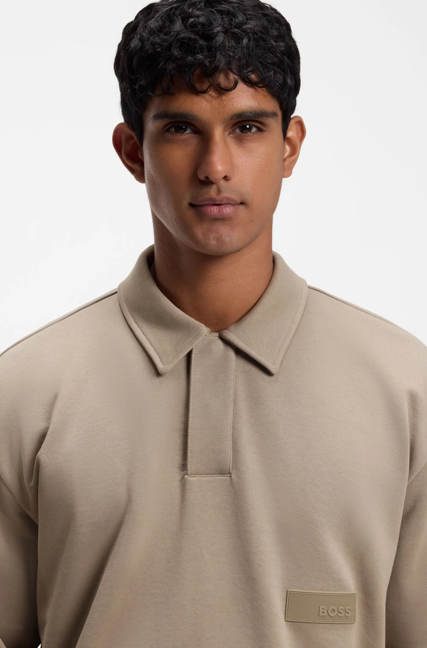 Relaxed-fit polo sweatshirt in French Terry